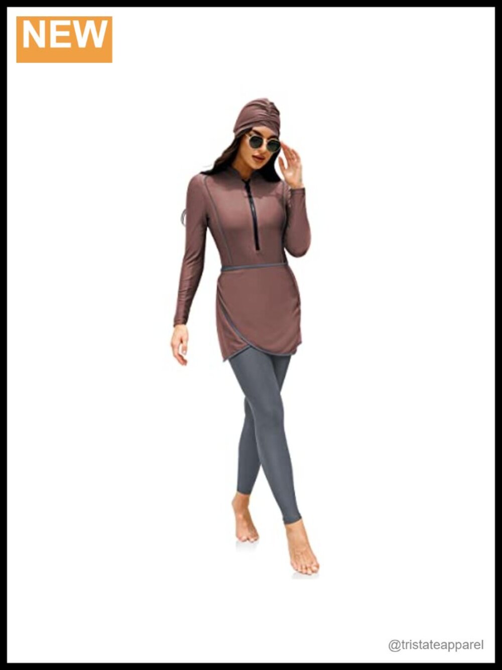 Modest Burkini Swimwear 4Pc Full Cover Rash Guard Set Long Sleeve